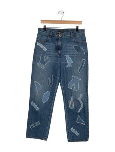 Pre-owned Chanel 2019 Straight Leg Jeans In Blue