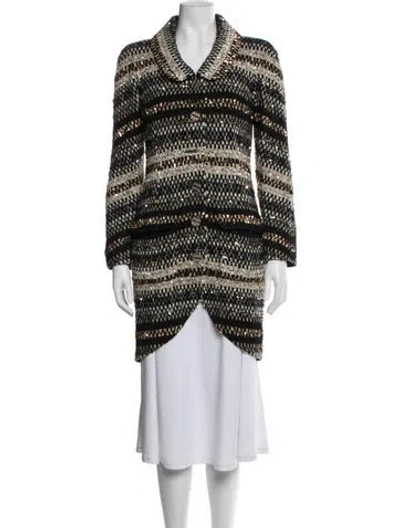 Pre-owned Chanel 2019 Striped Coat W/ Tags In Black