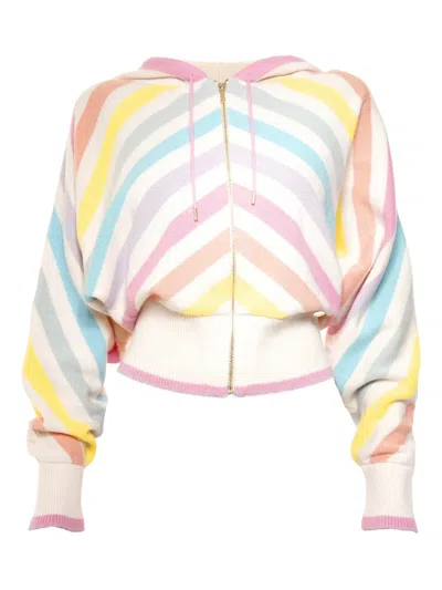 Pre-owned Chanel 2019 Striped Hooded Cardigan In Neutral