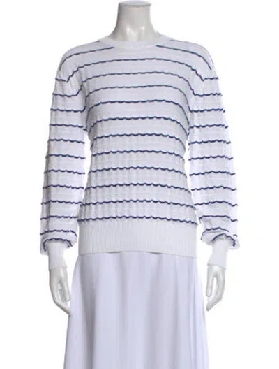 Pre-owned Chanel 2019 Striped Sweater In White