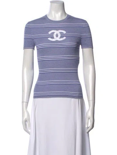 Pre-owned Chanel 2019 Striped T-shirt In Blue