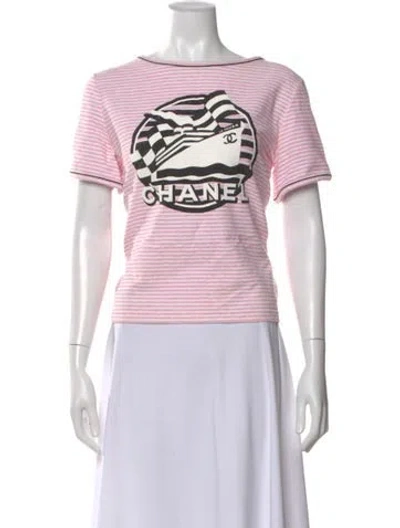 Pre-owned Chanel 2019 Striped T-shirt In Pink
