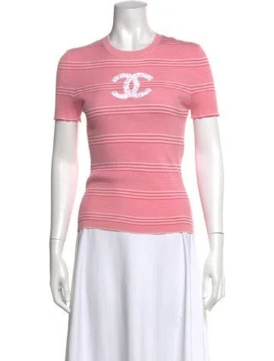 Pre-owned Chanel 2019 Striped T-shirt In Pink
