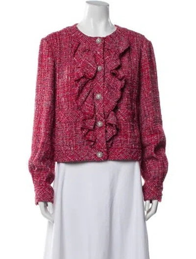 Pre-owned Chanel 2019 Tweed Evening Jacket W/ Tags In Red