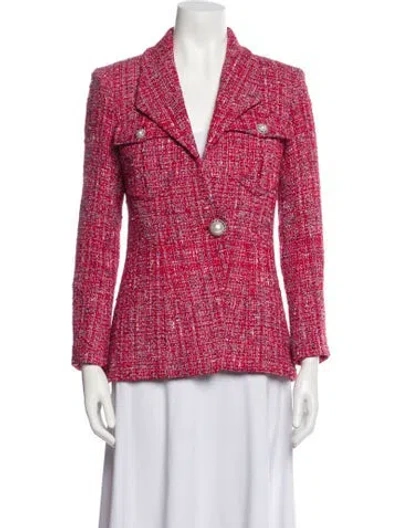 Pre-owned Chanel 2019 Tweed Pattern Blazer In Red