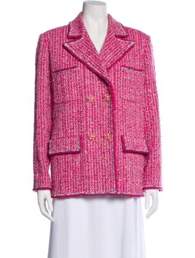 Pre-owned Chanel 2019 Tweed Pattern Blazer W/ Tags In Pink