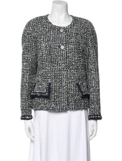Pre-owned Chanel 2019 Tweed Pattern Evening Jacket In Blue