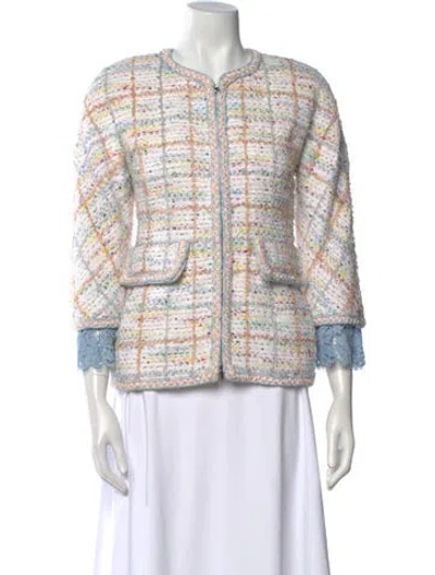 Pre-owned Chanel 2019 Tweed Pattern Evening Jacket In Neutral