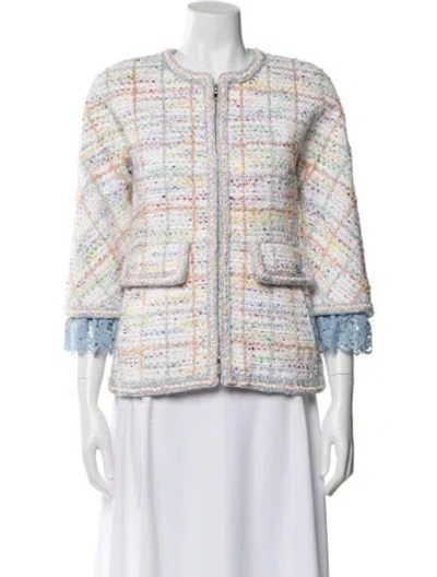 Pre-owned Chanel 2019 Tweed Pattern Evening Jacket In Neutral