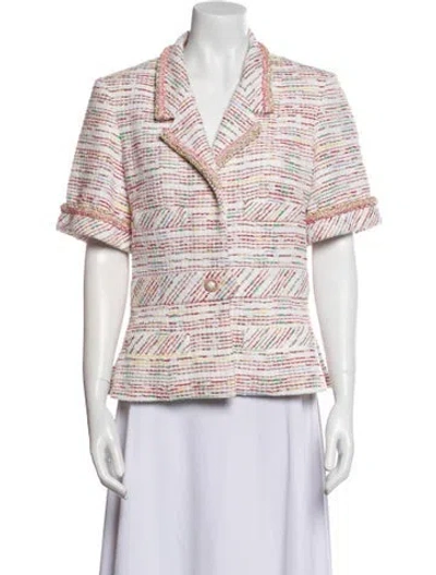 Pre-owned Chanel 2019 Tweed Pattern Evening Jacket In White