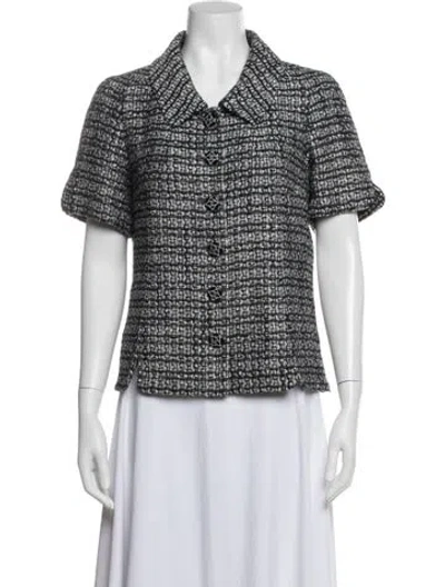 Pre-owned Chanel 2019 Tweed Pattern Jacket In Grey/metallic