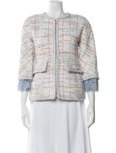 Pre-owned Chanel 2019 Tweed Pattern Jacket In White
