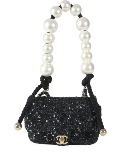 Pre-owned Chanel 2019 Tweed Shoulder Bag In Black