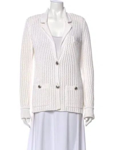 Pre-owned Chanel 2019 V-neck Sweater In White