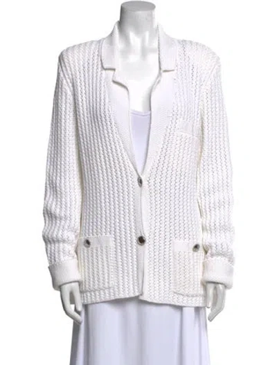Pre-owned Chanel 2019 V-neck Sweater In White