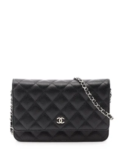 Pre-owned Chanel 2019 Wallet On Chain Mini Bag In Black