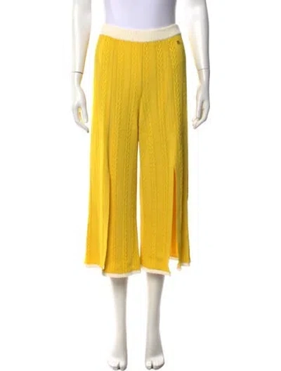 Pre-owned Chanel 2019 Wide Leg Pants In Yellow