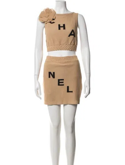 Pre-owned Chanel 2019 Wool Skirt Set In Neutrals