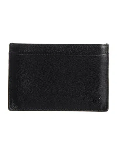 Pre-owned Chanel 2019-2020 Interlocking Cc Logo Card Holder In Black