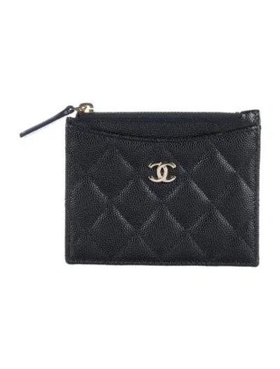 Pre-owned Chanel 2019-2020 Interlocking Cc Logo Card Holder In Blue