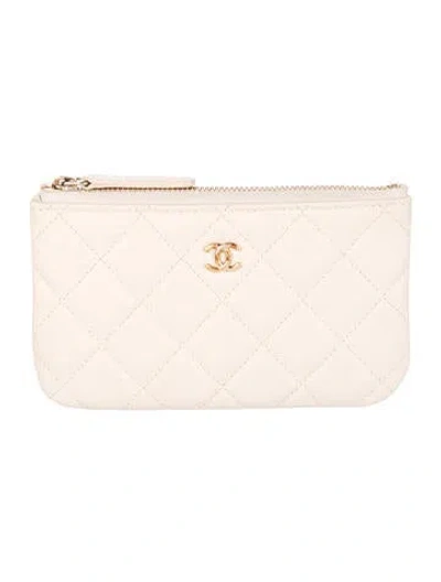 Pre-owned Chanel 2019-2020 Mini O-case Wallet In Neutral