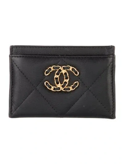 Pre-owned Chanel 2020 19 Card Holder In Black
