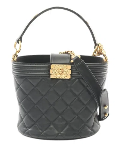 Pre-owned Chanel 2020-2021 Boy  Bucket Bag In Black