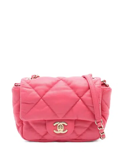 Pre-owned Chanel 2020-2021 Bubble Mini Flap Shoulder Bag In Pink