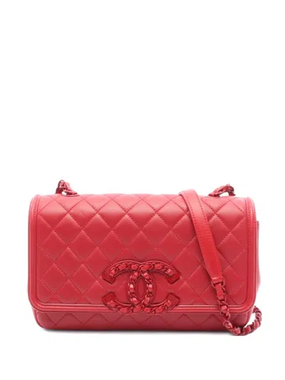 Pre-owned Chanel 2020-2021 Cc Filigree Shoulder Bag In Red