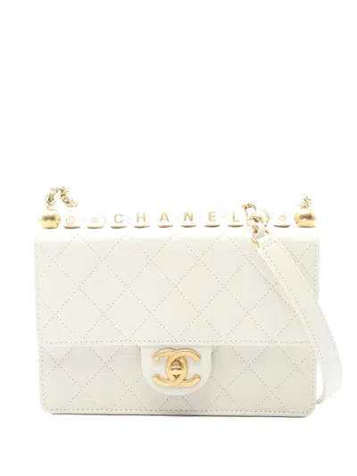 Pre-owned Chanel 2020-2021 Chic Matelassé Chain Shoulder Bag In White
