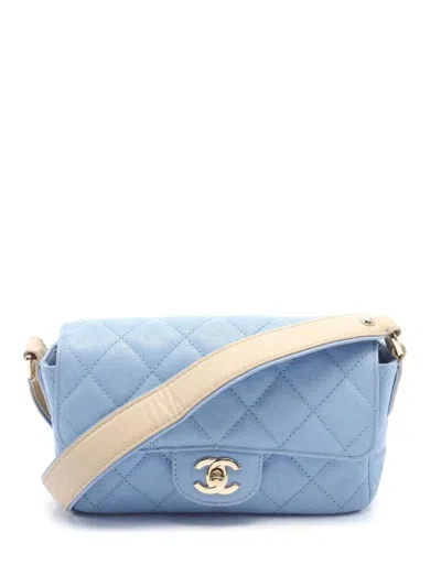 Pre-owned Chanel 2020-2021 Classic Flap Shoulder Bag In Blue