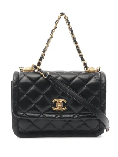 Pre-owned Chanel 2020-2021 Diamond-quilted Shoulder Bag In Black