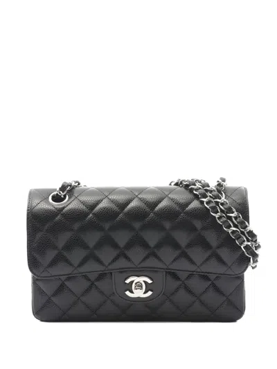 Pre-owned Chanel 2020-2021 Double Flap Shoulder Bag In Black