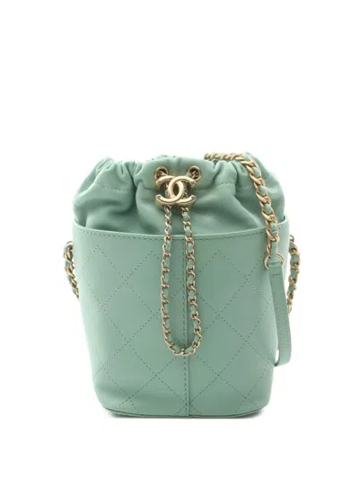 Pre-owned Chanel 2020-2021 Matelasse Chain Shoulder Bag In Green