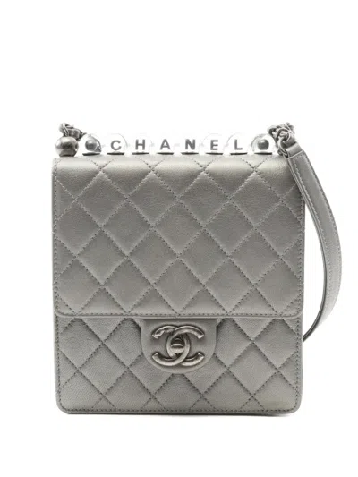 Pre-owned Chanel 2020-2021 Matelassé Chain Shoulder Bag In Gray
