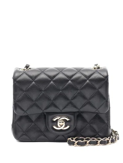 Pre-owned Chanel 2020-2021 Mini Classic Flap Shoulder Bag In Black