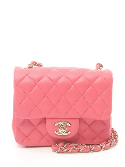 Pre-owned Chanel 2020-2021 Mini Classic Flap Shoulder Bag In Red