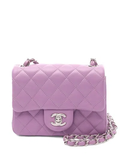 Pre-owned Chanel 2020-2021 Mini Matelasse Shoulder Bag In Purple