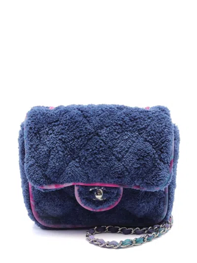 Pre-owned Chanel 2020-2021 Mixed Fiber Shoulder Bag In 蓝色