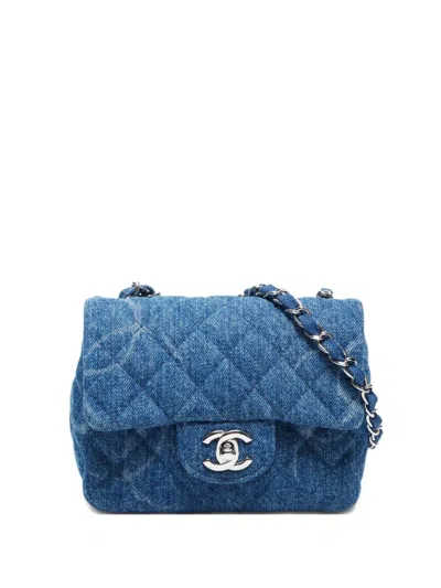 Pre-owned Chanel 2020-2021 Small Flap Crossbody Bag In Blue