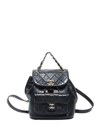 Pre-owned Chanel 2020-2024 Mini Cc Mark Backpack In Black