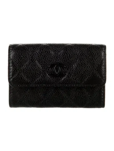 Pre-owned Chanel 2020 Card Holder Flap Trifold Wallet W/ Tags In Black