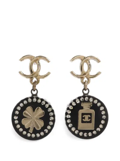 Pre-owned Chanel 2020 Cc Drop Earrings In Gold