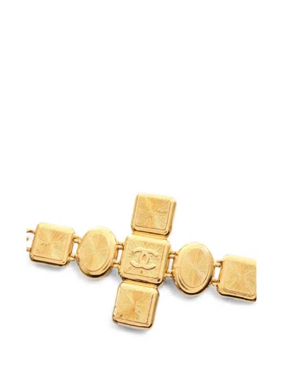Pre-owned Chanel 2020 Cc Gripoix Bracelet In Gold