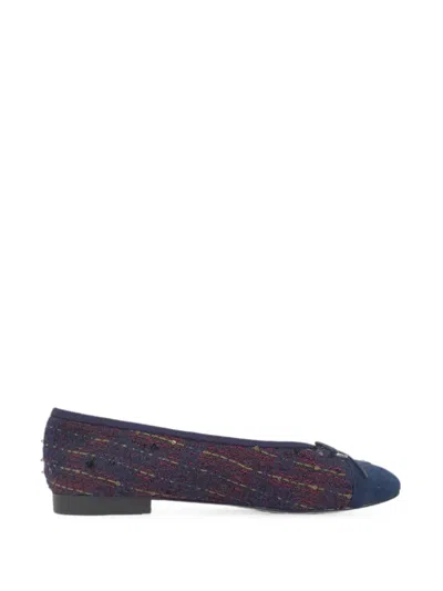 Pre-owned Chanel 2020 Cc Interlocking Ballet Flats In Blue