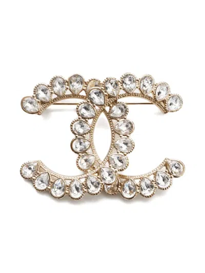 Pre-owned Chanel 2020 Cc Mark Rhinestone Brooch