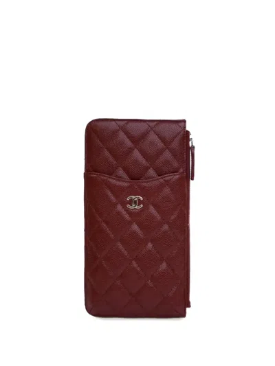 Pre-owned Chanel 2020 Cc Quilted Caviar Flat Phone Case Wallet Pouch