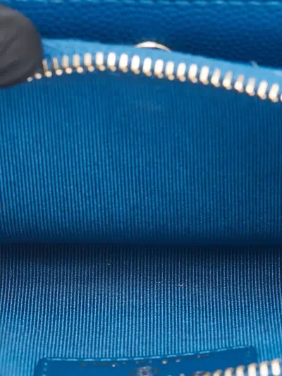 Pre-owned Chanel 2020 Cc Quilted Caviar Zip Purse Coin Pouch In Blue