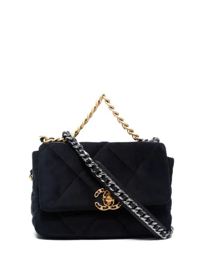Pre-owned Chanel 2020 Cc Velvet Shoulder Bag In Black