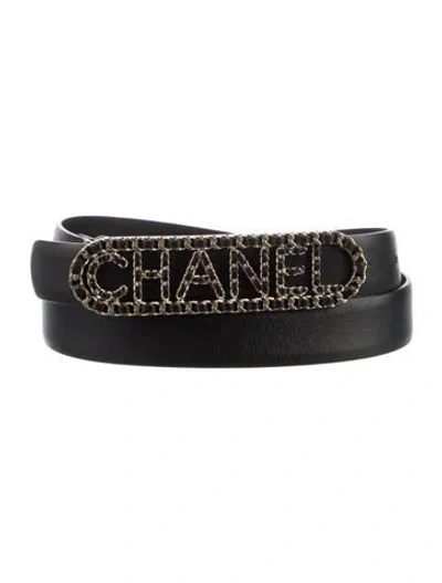 Pre-owned Chanel 2020 Chain-link Accent Belt In Black